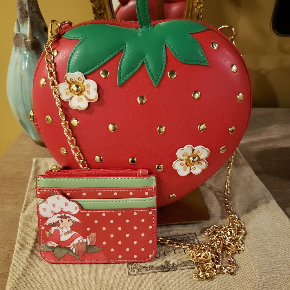 NEW! SET! Strawberry Shortcake Shaped Crossbody Bag & Zip Card Holder - Picture 5 of 5
